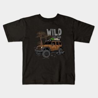 Wild Explorer Jeep - Adventure Brown Jeep Wild Explore for Outdoor enthusiasts Kids T-Shirt